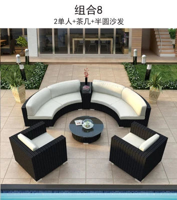 Outdoor rattan sofa combination living room rattan chair sofa outdoor rattan sofa courtyard balcony leisure