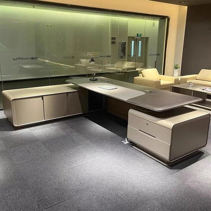 Elegant Light Luxury office desk Modern large high-end design executive desk Minimalist interior escritorio oficina furniture