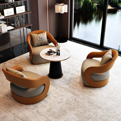 Italian style living room small chairs office and guest rooms single sofa chairs rotatable genuine leather leisure chairs