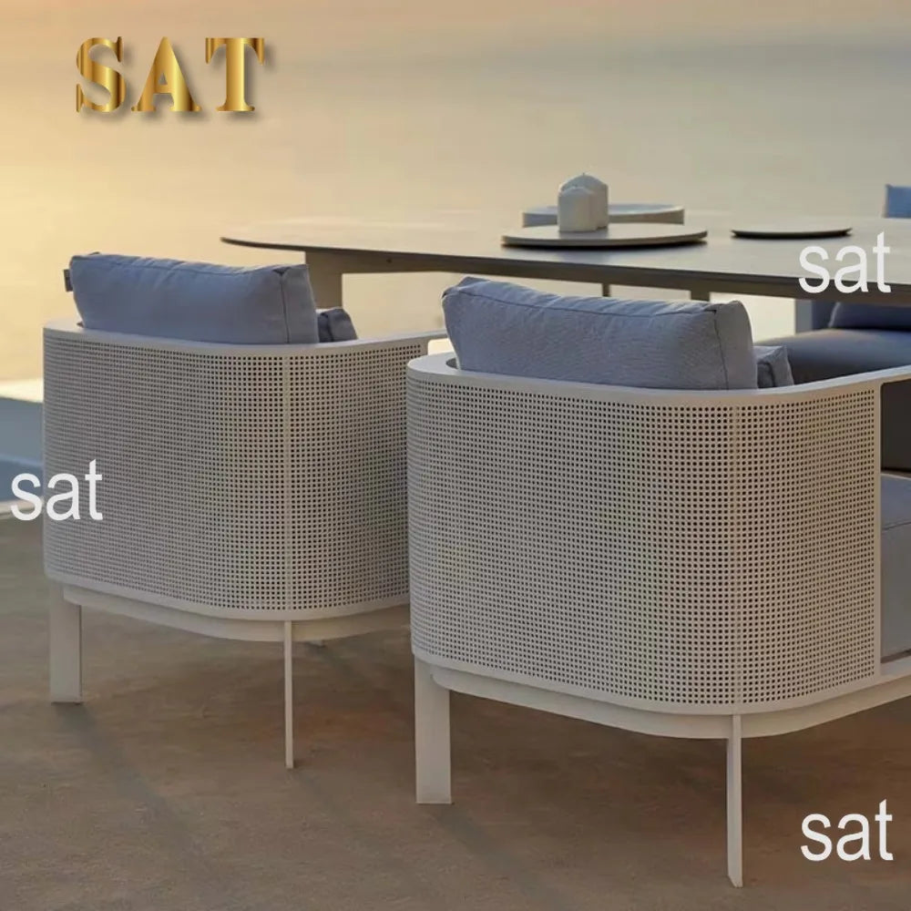 Modern Aluminum Garden Sofa Set - Durable and eco-friendly outdoor furniture with optional PE rattan frame