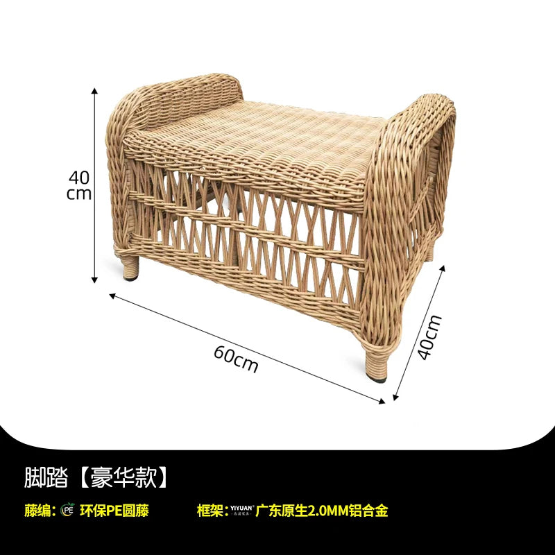 HXL outdoor sofa balcony rattan chair garden waterproof aluminum alloy outdoor terrace casual rattan sofa chair