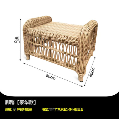 HXL outdoor sofa balcony rattan chair garden waterproof aluminum alloy outdoor terrace casual rattan sofa chair