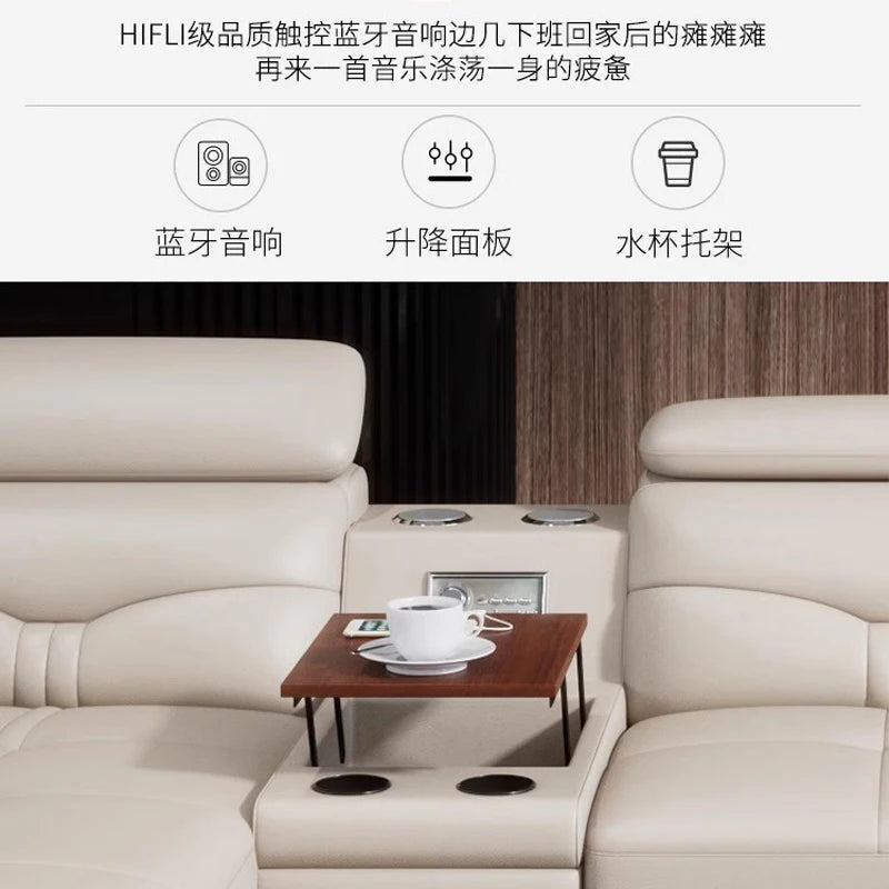 Leather sofa light luxury leather sofa  living room size apartment living room modern simple group