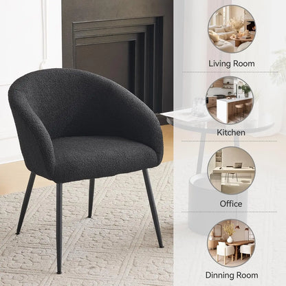 Modern Small Accent Chair, Comfy Sherpa Makeup Vanity Chair with Metal Legs, Decorative Chair no Wheels for Living, Customized