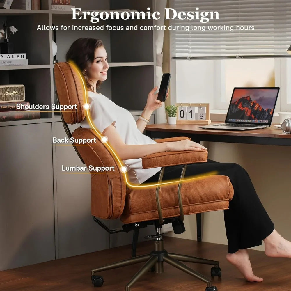 Mid Century Modren Big and Tall Office Chair,Large Ergonomic Executive Chair for Heavy Duty People, Computer Desk Task Chair wit