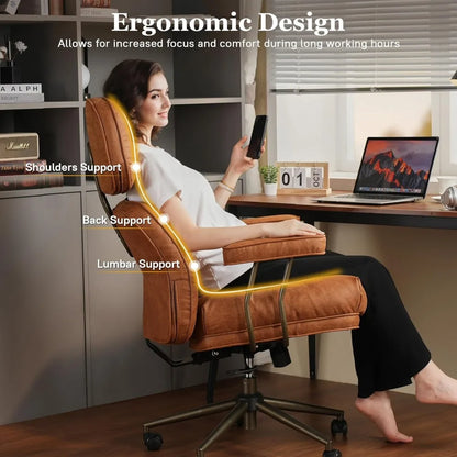 Mid Century Modren Big and Tall Office Chair,Large Ergonomic Executive Chair for Heavy Duty People, Computer Desk Task Chair wit