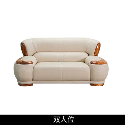 New Chinese ebony leather sofa living room modern first layer cowhide 1234 combination  FT