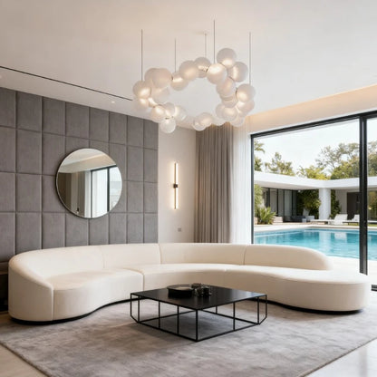 SANDYHA French Style Acrylic Ball Pendant Lights Creative Hanging Chandelier LED Lamps for Living Room Dining Table Modern Home