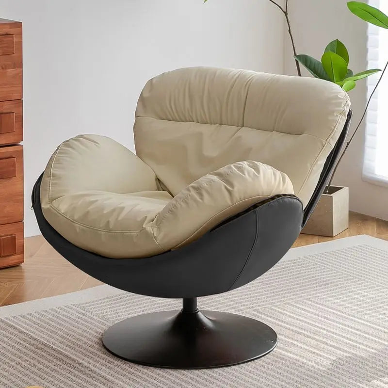 Modern Luxury Rotating Single Sofa Chair Lounge Chair Lazy Recliner Living Room Seat Lounge Bedroom 360 Degree Leather Designer