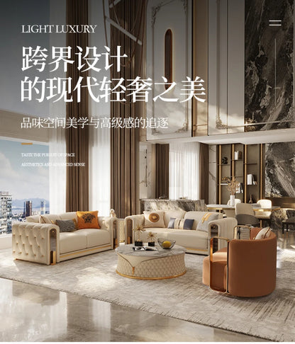 Elegant Luxury Modern Sofa Designs Royal Set Designer Leather Sofa Lounge Loveseat Divano Soggiorno Living Room Furniture