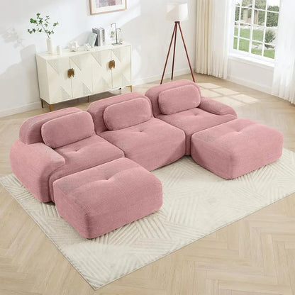 Pink Ottoman for  Sectional Soa, Corduroy Deep Seat or Oversized Compred BonelSectional Couches or Living Room Bedroom ,only  Ottoman