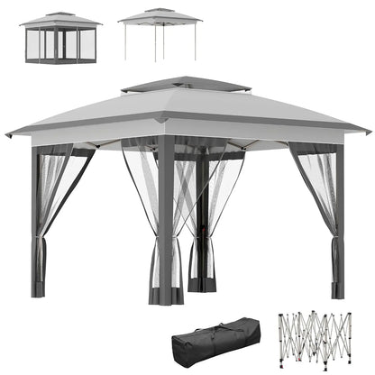 12x12 Pop Up Canopy Tent with Netting Carry Bag Instant Sun Shelter 137sqft Shade Height Adjustable Outdoor Garden Patio Custom