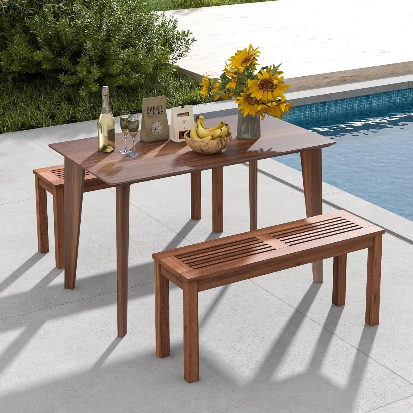 Banc en bois massif pour 2 personnes, siège à lattes, cadre stable, intérieur/extérieur, salle à manger, 39,5 pouces, personnalisé