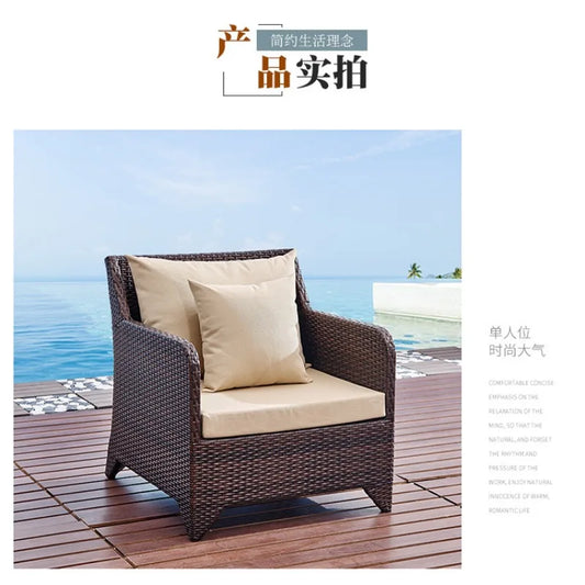 Wicker outdoor imitation rattan leisure living room courtyard balcony furniture sales office outdoor display negotiation sofa