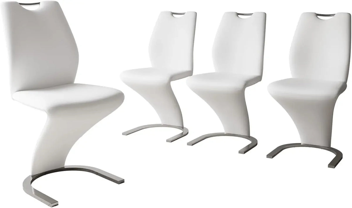 Modern Kitchen Dining Room Chairs Armless Upholstered Side Chairs Sturdy Metal Legs (4-White)