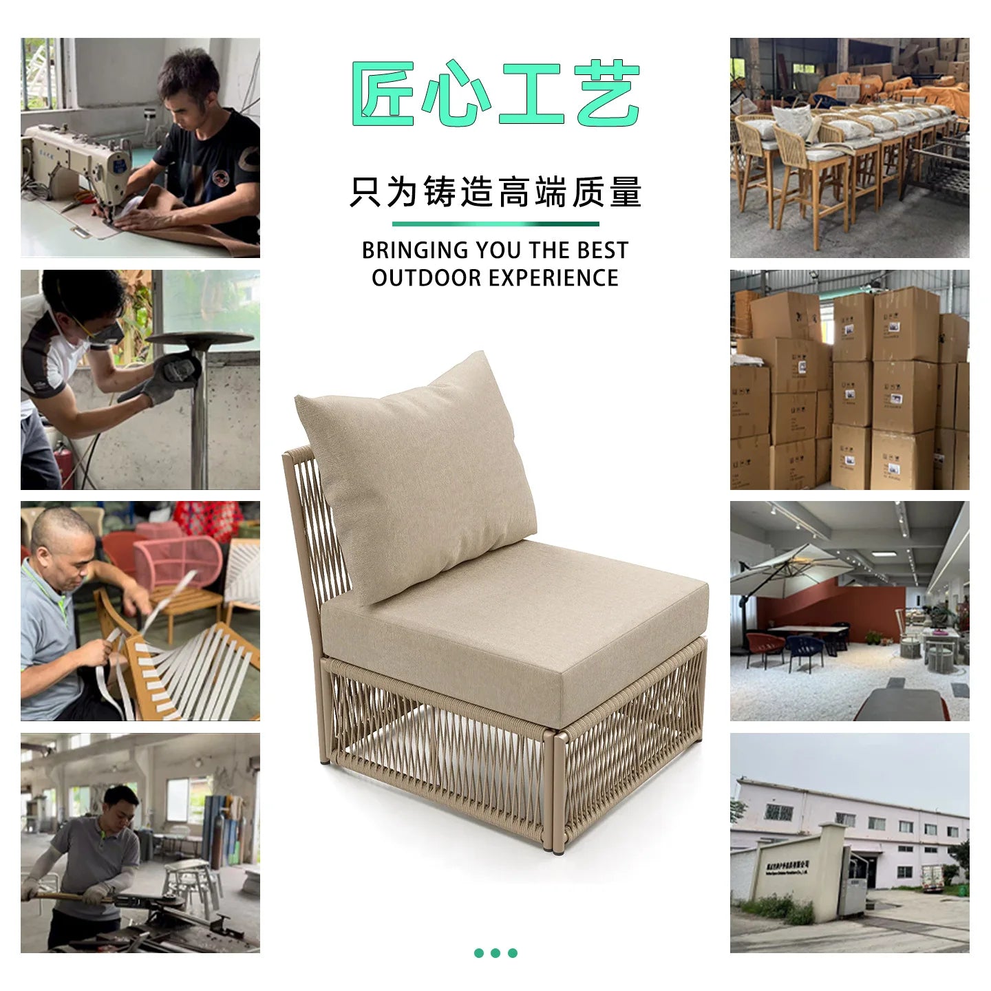 Nordic outdoor rattan furniture courtyard terrace leisure rattan chair villa hotel garden simple waterproof sofa combination