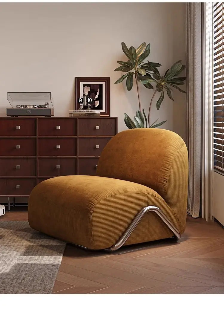Medieval wabi-sabi wind single sofa living room home hotel homestay reception chair creative designer backrest leisure chair