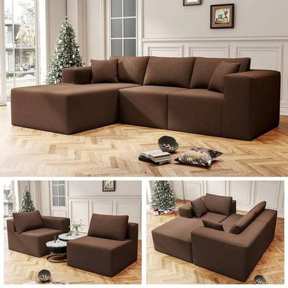 108" Cloud Sectional Couch with L-Shape Chaise,4 Seat Modern Modular Sofa with Deep Seat,Upholstered Couches for Living Room Bed