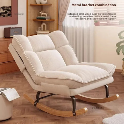 Nordic Widened Living Room Sofas Living Room Adults Can Rocking Single Sofas for Balcony Leisure Corduroy Rocking Lazy Chair