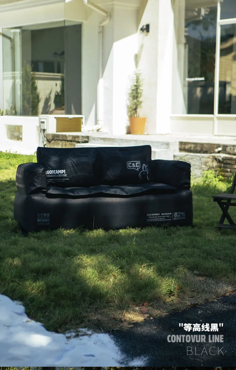 Double and Single Inflatable Sofa with Built-in Air Pump, Comfortable and Portable for Camping and Leisure Home Use