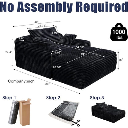 67 Inch Chair, Cloud Comfy Couches Sofa Beds, Chaise Lounge Reading Chairs for Bedroom with Double Armrests