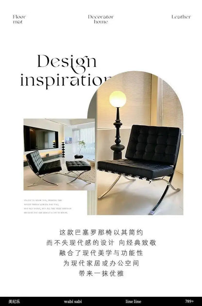 Barcelona Single Sofa Designer Lazy Sofa High-end Italian Living Room Sofa Chair Nordic Light Luxury Leisure Chair