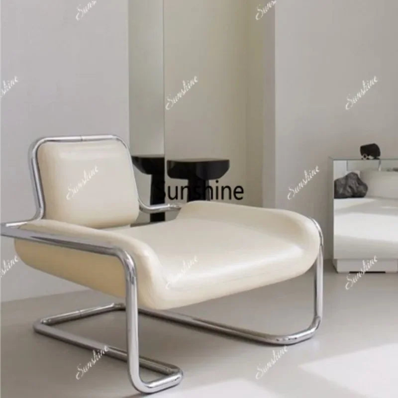 Nordic medieval curved special-shaped convex chair stainless steel light luxury backrest single chairTJ