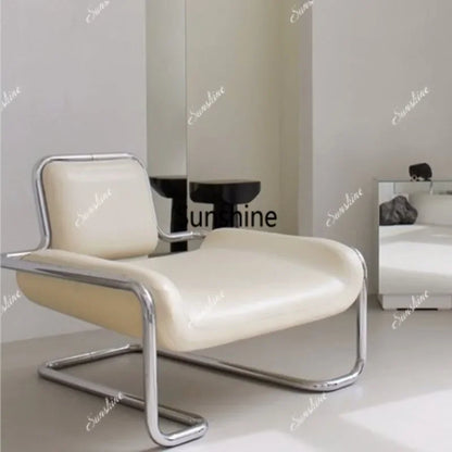 Nordic medieval curved special-shaped convex chair stainless steel light luxury backrest single chairTJ