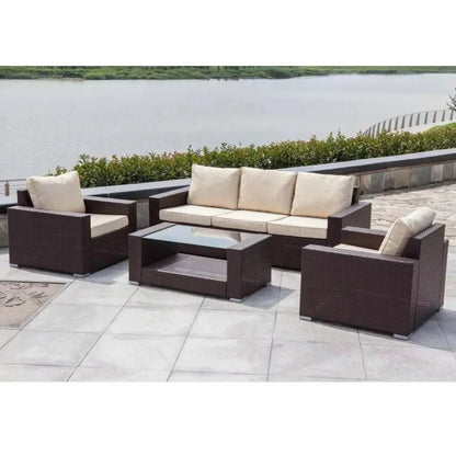 Patio Furniture Set Garden 5PCS Galvanized Steel Garden Set Wicker Ratran Sofa