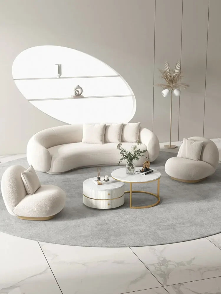 Nordic fabric sofa living room modern simple small apartment light luxury arc creative technology cloth