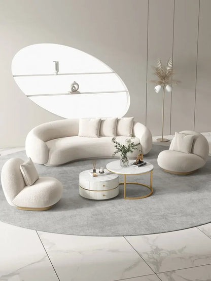 Nordic fabric sofa living room modern simple small apartment light luxury arc creative technology cloth