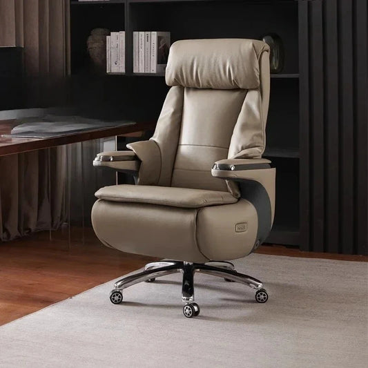 Senior Leather Office Chairs Ergonomic Comfortable Adjust Recliner Office Chairs Mobile Luxurious Furniture Silla Oficina LXOC