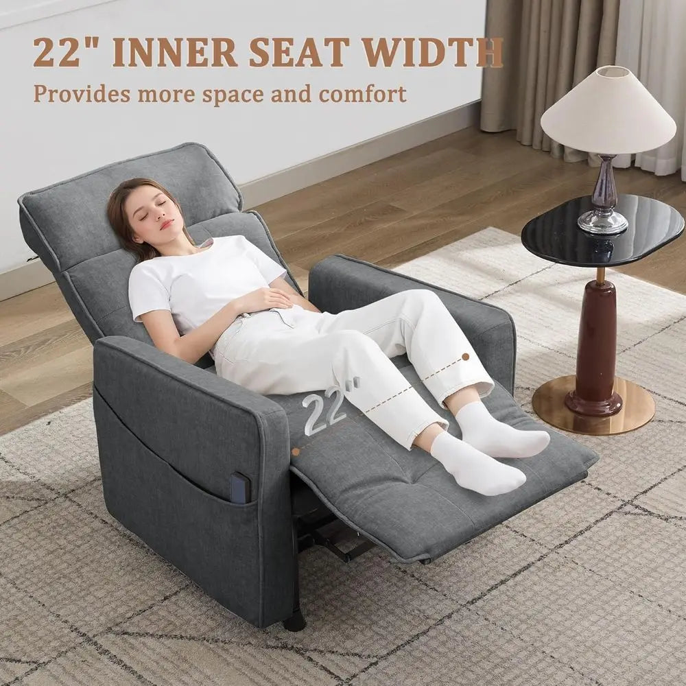 Luxury Adult Electric Recliners for Comfortable Living Spaces, Cashmere Upholstered Recliner with Easy One-Touch Recline and Sid
