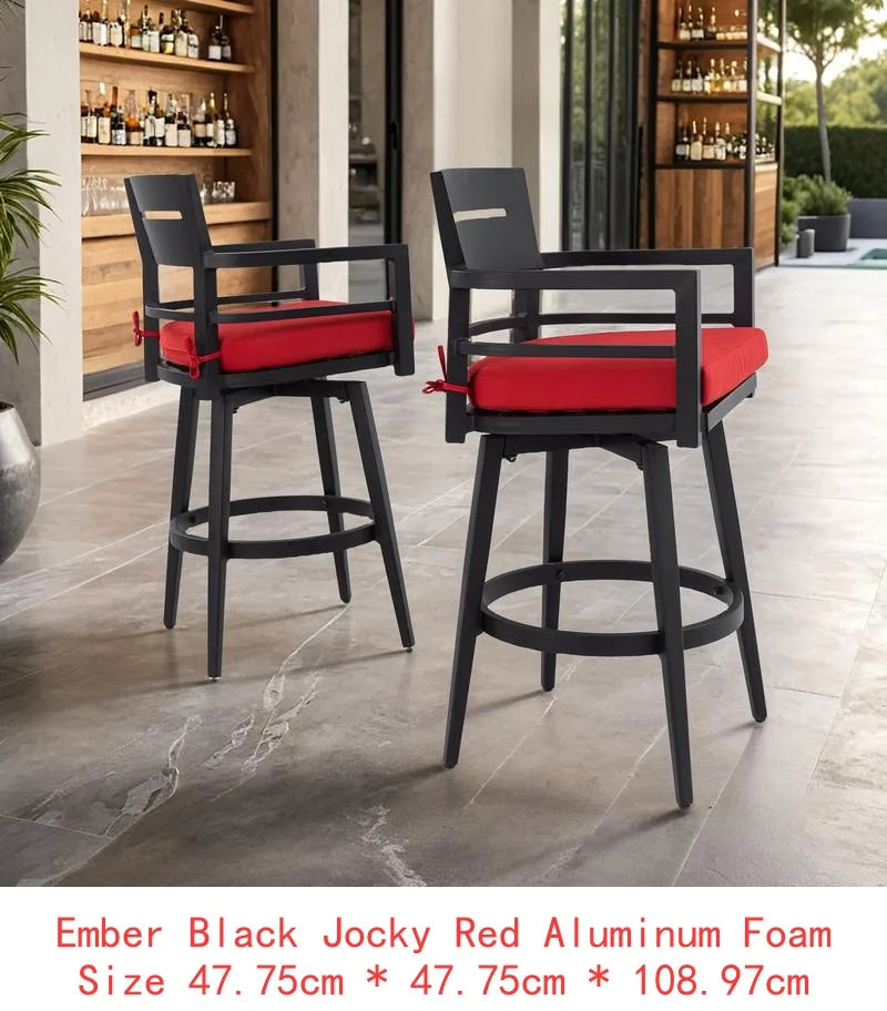 Modern Outdoor 2-Piece Swivel Bar Chairs - Aluminum Frame, 360° Swivel, Ergonomic Backrest, Tapered Legs, Sunbrella Cushion,
