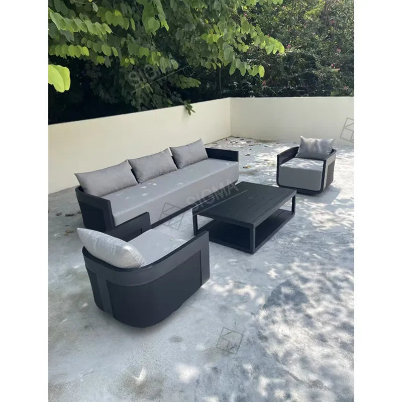 Sigma Designer Aluminum Furniture with Cushions Sofa Set Living Room Garden Patio Hotel Sectional Outdoor Sofa