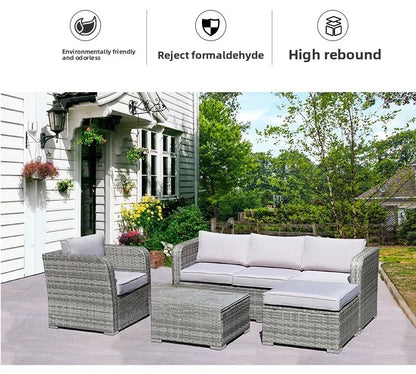 Outdoor leisure rattan sofa, outdoor open-air garden courtyard, waterproof and sunscreen leisure