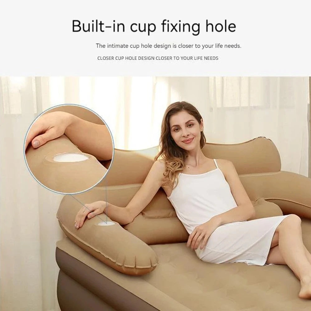 Camping Air bed with Backrest 2 Persons Inflatable Mattress Camping Folding Home Indoor Outdoor Air Cushion 48cm High Bed