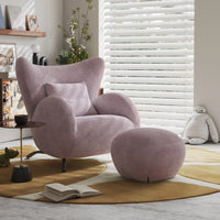 Cream Antelope Single Living Room Sofa Fabric Leisure Chair Middle Antique Lazy Sofa