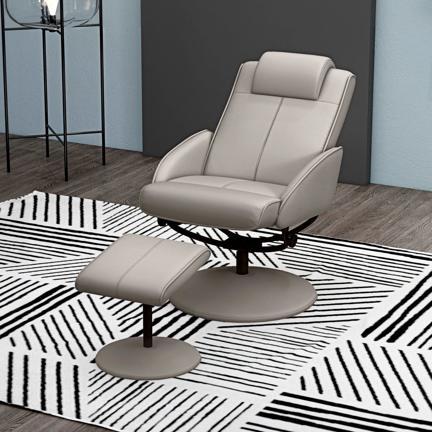 Relaxing armchair TV chair 360° rotatable with footrest in grey, L78 × W67 × H98 cm, comfortable armchair for the living room