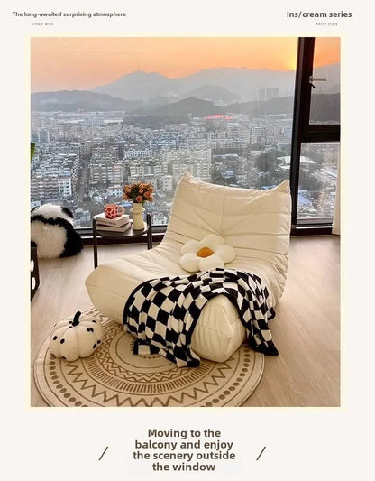 Single Sofa Caterpillar Sofa Balcony Leisure Bedroom Living Room Lie Down or Sleep Lazy Sofa Single Deck Chair
