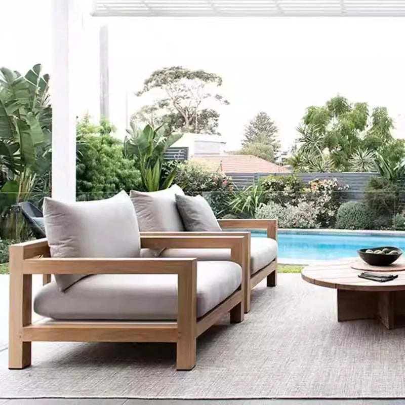Nordic Designer Outdoor Sofas Villa Courtyard Wood Minimalist Design Garden Sofas Fashion Lawn Furniture Sillas Lshysf