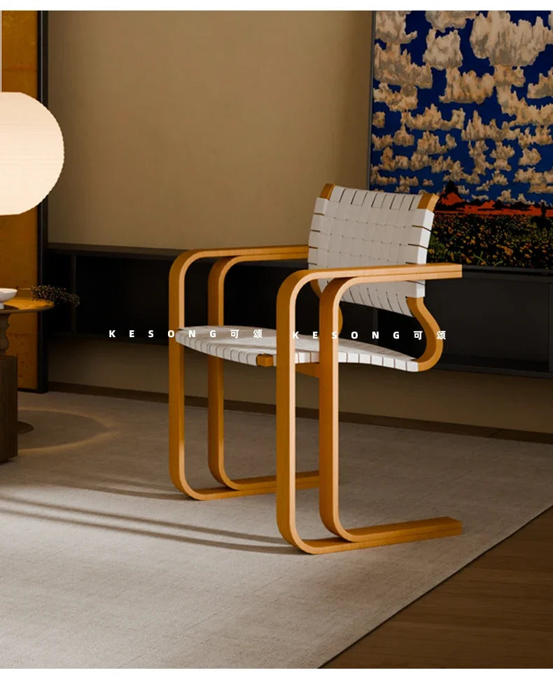 X Woven Vintage Solid Wood Retro Dining Chair Armchair New High-End