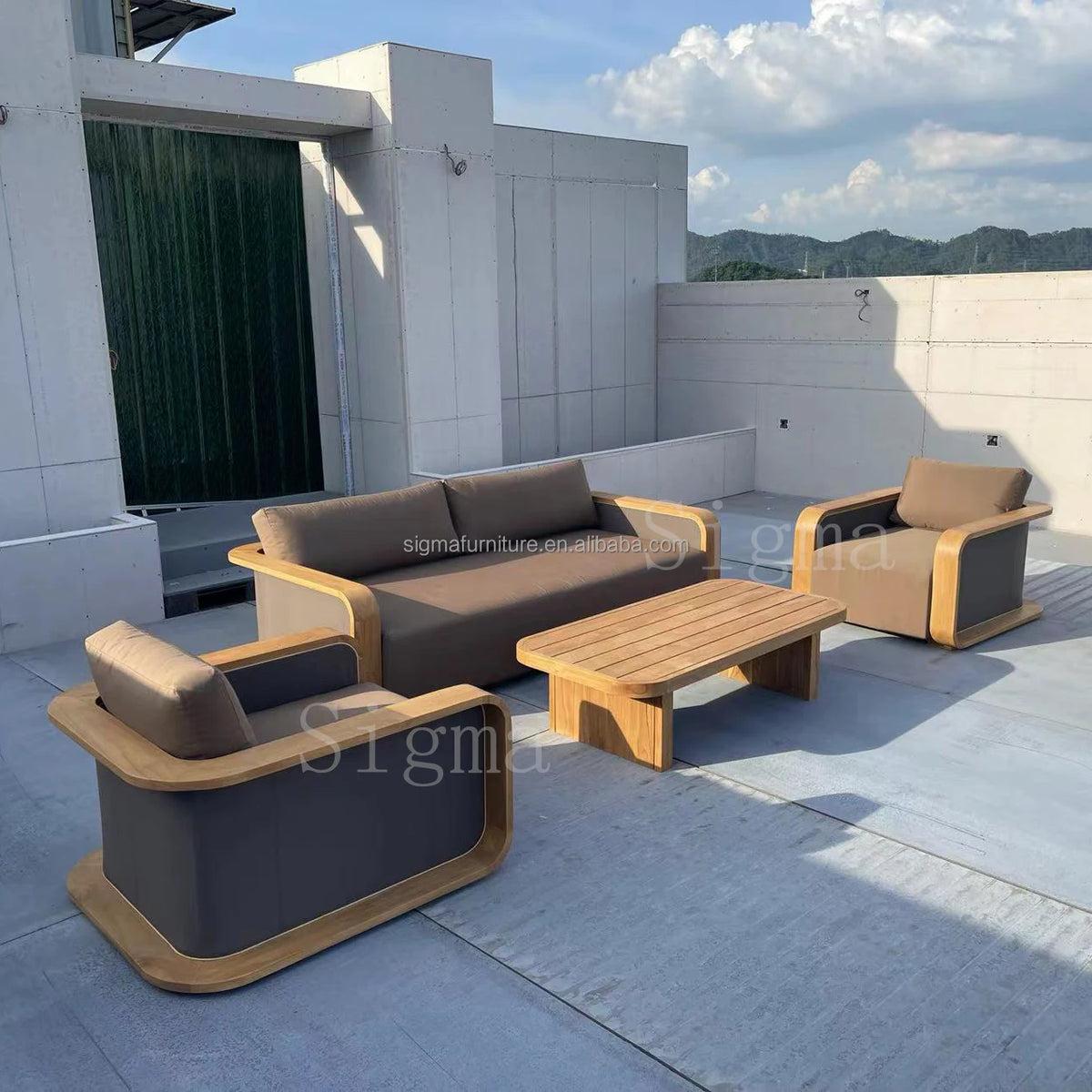 Sigma Designer Aluminum Furniture with Cushions Sofa Set Living Room Garden Patio Hotel Sectional Outdoor Sofa