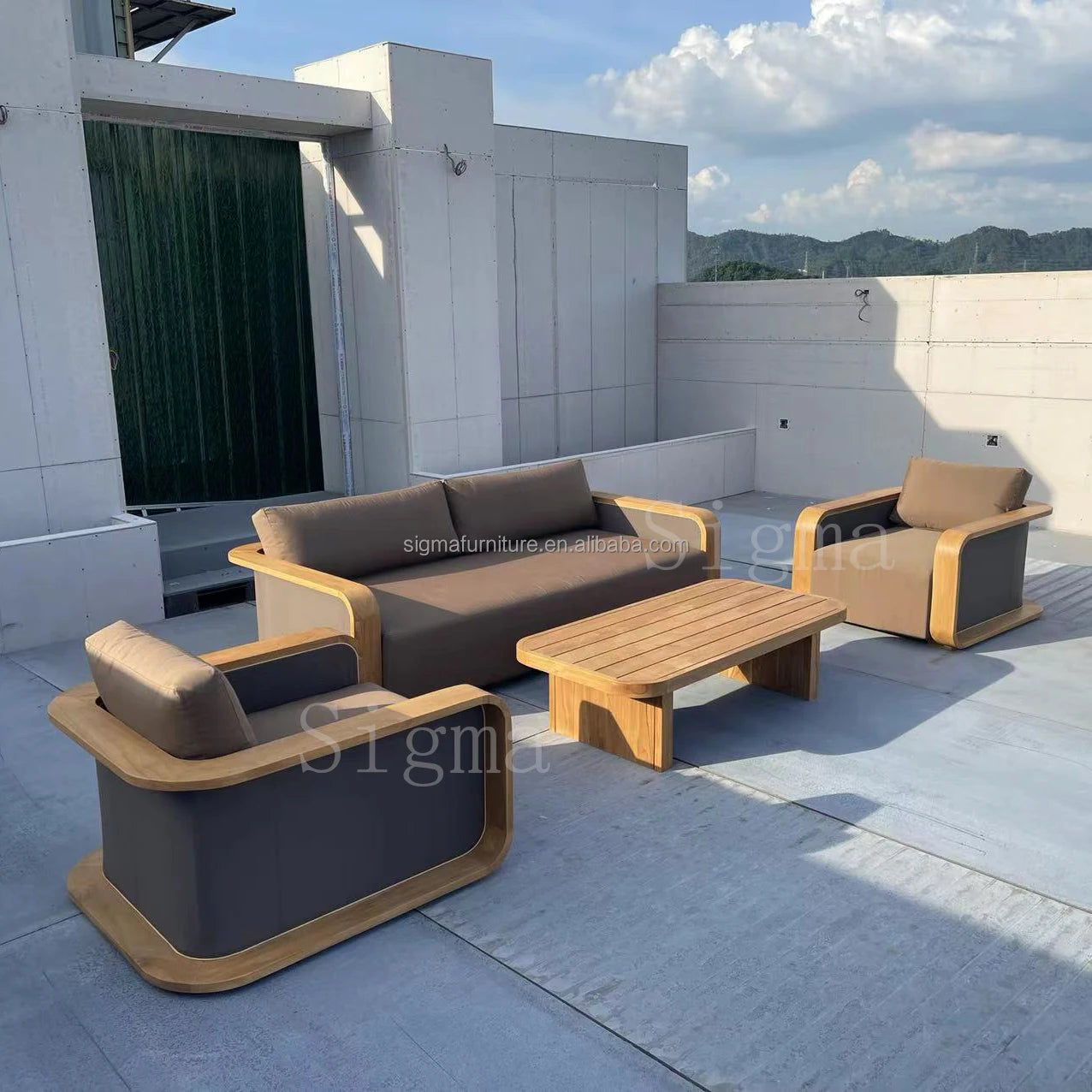 Sigma Designer Aluminum Furniture with Cushions Sofa Set Living Room Garden Patio Hotel Sectional Outdoor Sofa