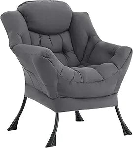 Lazy Chair with Ottoman, Modern Accent Leisure Upholstered Lazy Sofa , Contemporary Lounge Reading Chair with Armrests