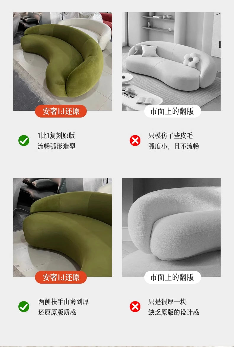 Cashew sofa Nordic light luxury modern simple living room fabric sofa combination straight row sofa
