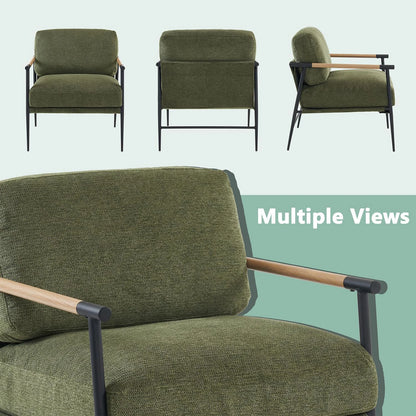 Accent Armchair Lounge Chair Chenille For Living Room Mid Century Modern Accent Chair Club Chair For Reading Room Metal Leg
