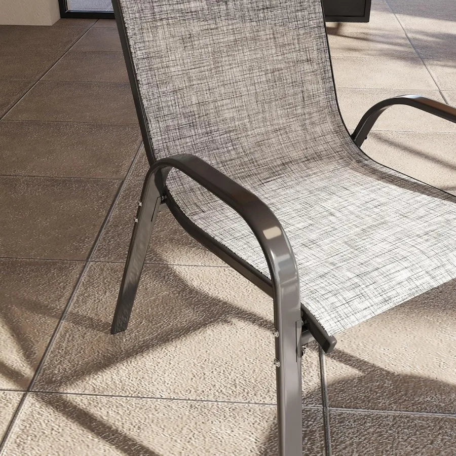 Outdoor Dining Chairs Set of 4 Stackable Patio Dining Chairs High Back Outdoor Patio Chairs with Breathable Mesh Seat Metal Fra