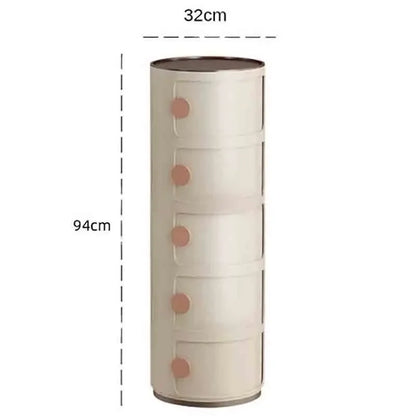 Plastic Round Nightstand Bedside Table Cabinet with Sliding Doors Round Storage Bedside Cabinet Nightstand  for Living Bedroom