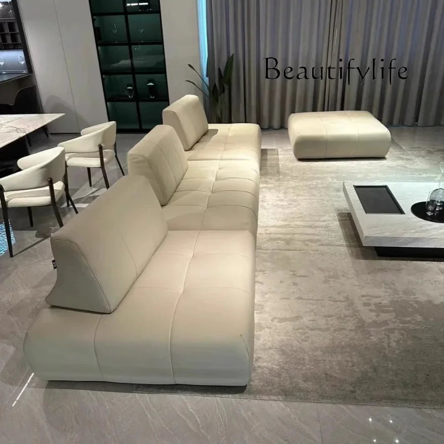 BJ Italian Minimalist Living Room Sofa Designer Tofu Block Free Lazy Module Combination Leather Art Large Sofa Bedroom Sofa